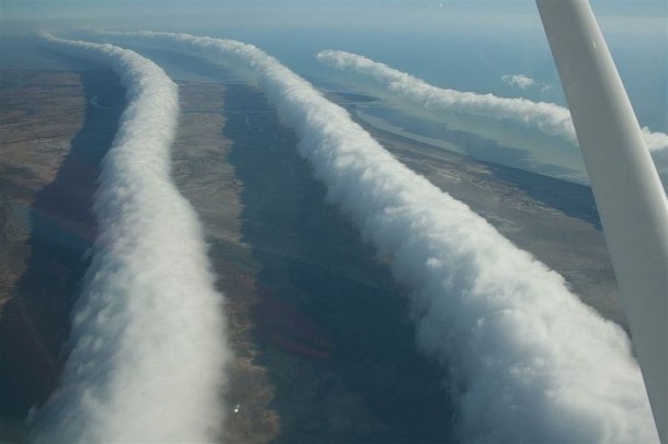 Rare Morning Glory clouds near Burketown QLD Australia 