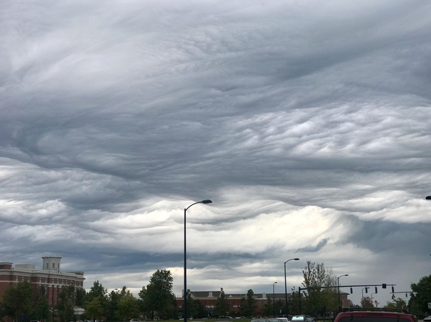 Rare Undulatus Asperatis clouds like viewing a roughened sea surface from below almost apocalyptic  incredible