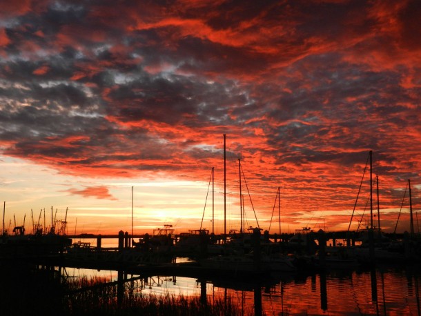 Red Sky At Night yesterday at northeast FL harbor 