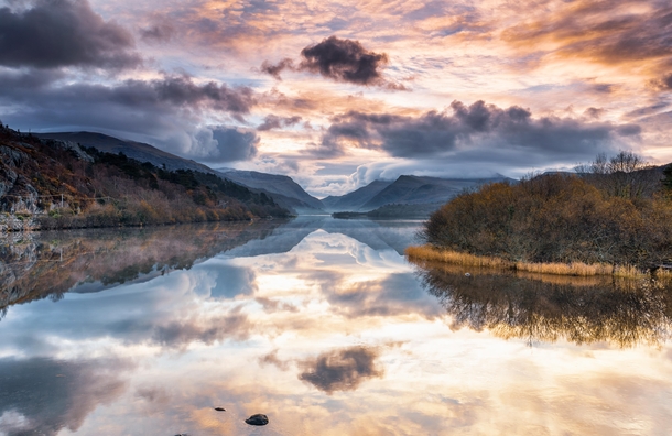 Reflections over Llyn Padarn North Wales 
