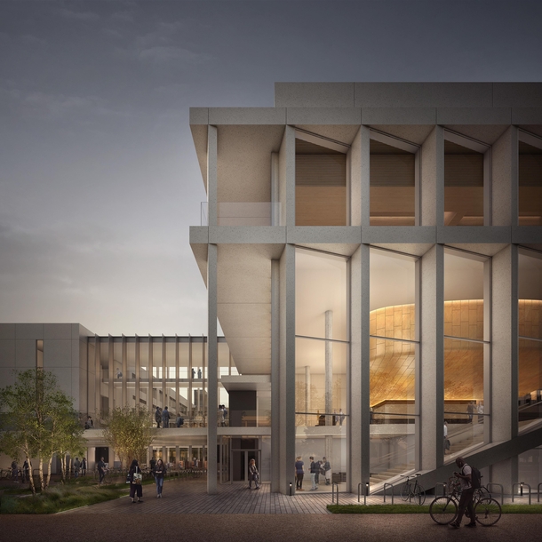 Render of the new physics building at the University of Cambridge which started construction this month designed by Jestico  Whiles 