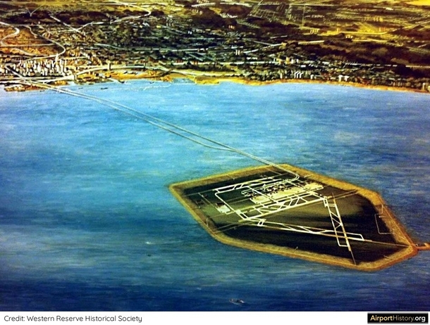 Rendering of the Unbuilt Lake Erie Jetport off the coast of Cleveland s