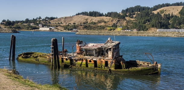 Retired Mary D Hume steamer abandoned on the Rogue River Oregon 