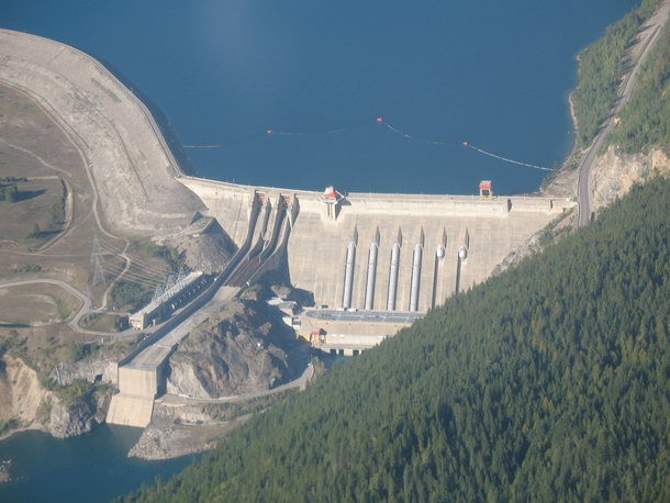 Revelstoke Dam spanning the Columbia River north of Revelstoke British Columbia 