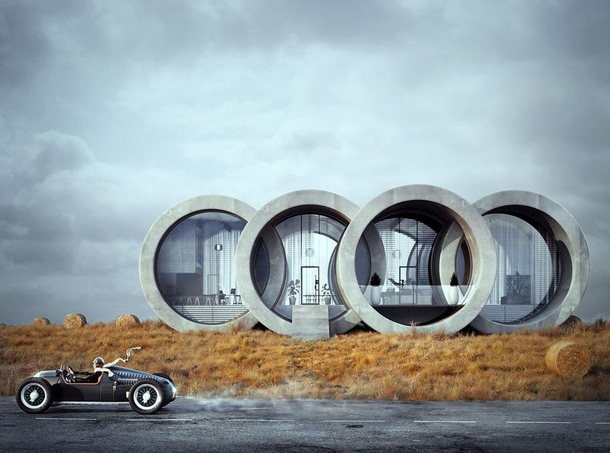 Ringshouse designed by Karina Wiciak and inspired by the Audi logo 