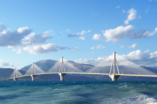 RioAntirrio bridge crossing the Gulf of Corinth Greece 