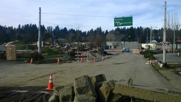Road sign no longer needed due to road realignment Bothell WA 