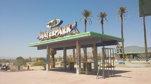 Rock-A-Hoola aka Lake Dolores Waterpark entrance in the Mojave Desert - I stumbled upon this abandoned waterpark during a roadtrip a few years ago