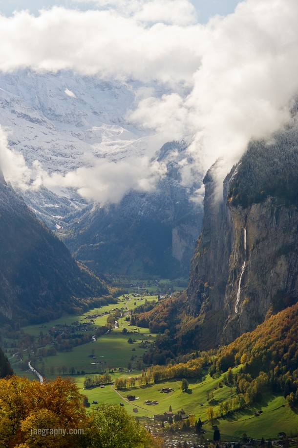 Rock Falls near Jungfrau in Switzerland 