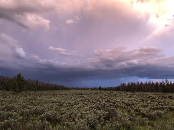 Rocky Mountain National Park -Thunderstorm at sunset 