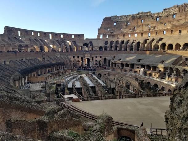 Roman Coliseum with view of the underground tunnels  Designed by Vespasian