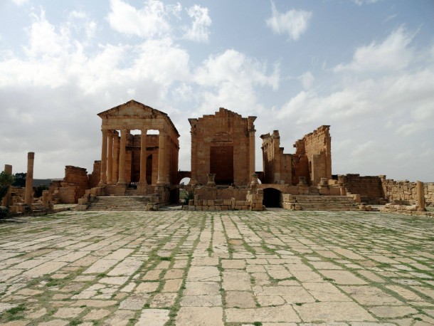 Roman temples for Jupiter Juno and Minerva in Sbeitla Tunisia 