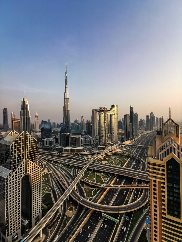 Rooftop view of Dubai skyline 
