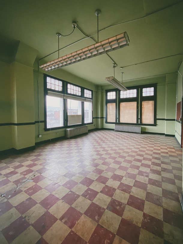 room in abandoned department store