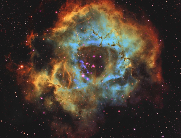Rosette Nebula in SHO hr of pointing at the same location