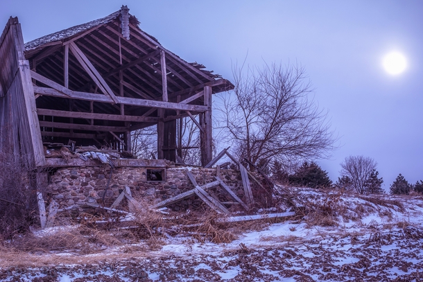 Ruins of an abandoned barn  