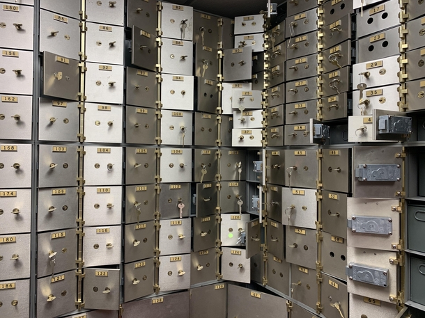 Safety deposit boxes inside a empty SE Florida bank