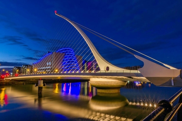 Samuel Beckett Bridge and Convention Centre Dublin Ireland Image - Tuzimek