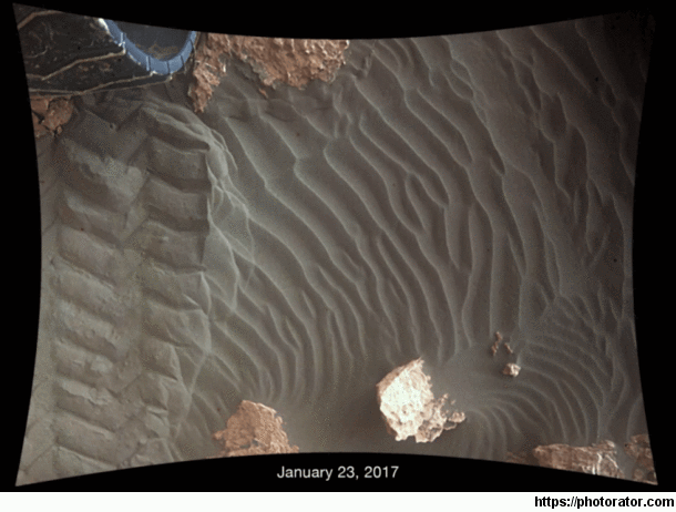 Sand moving overnight on Mars under Curiosity