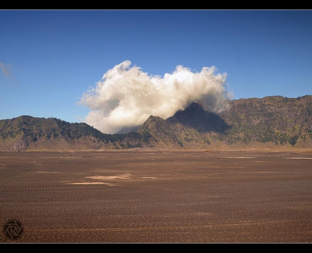 Sand Sea Bromo Volcano area Indonesia 