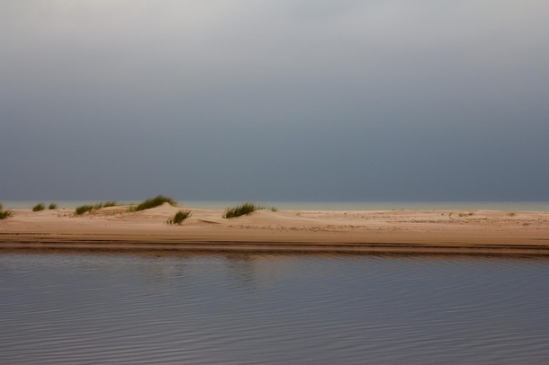 Sandbar between a river and sea Latvia 