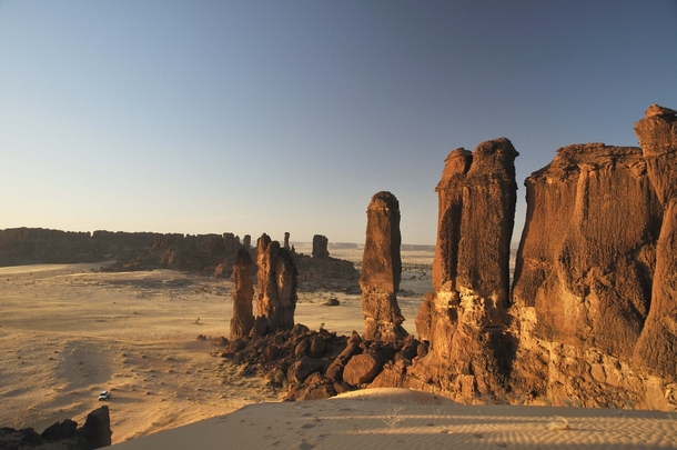 Sandstone towers in the Ennedi desert of Chad Africa  josephescu