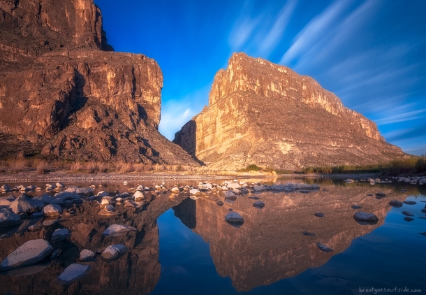 Santa Elena Canyon in Big Bend National Park Texas Mexico is on the left USA is on the right 