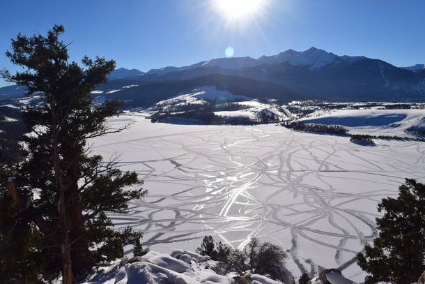 Sapphire Point Dillon Lake frozen over Dillon Colorado US 