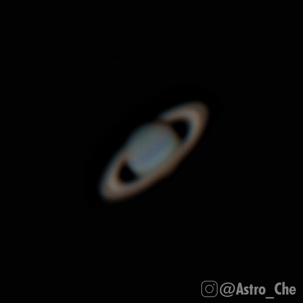 Saturn photographed with a  telescope