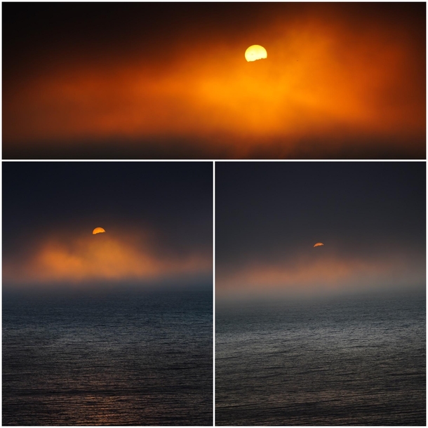 Saw this strange sunset in San Francisco CA today Is that the Sun or a mirage 