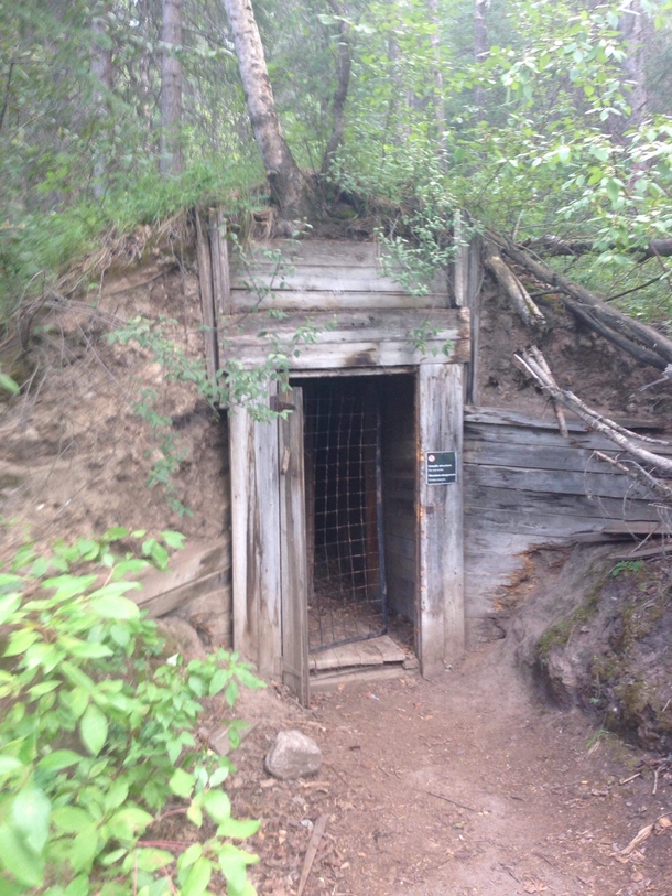Sealed mine entrance in Jasper National Park Alberta Can