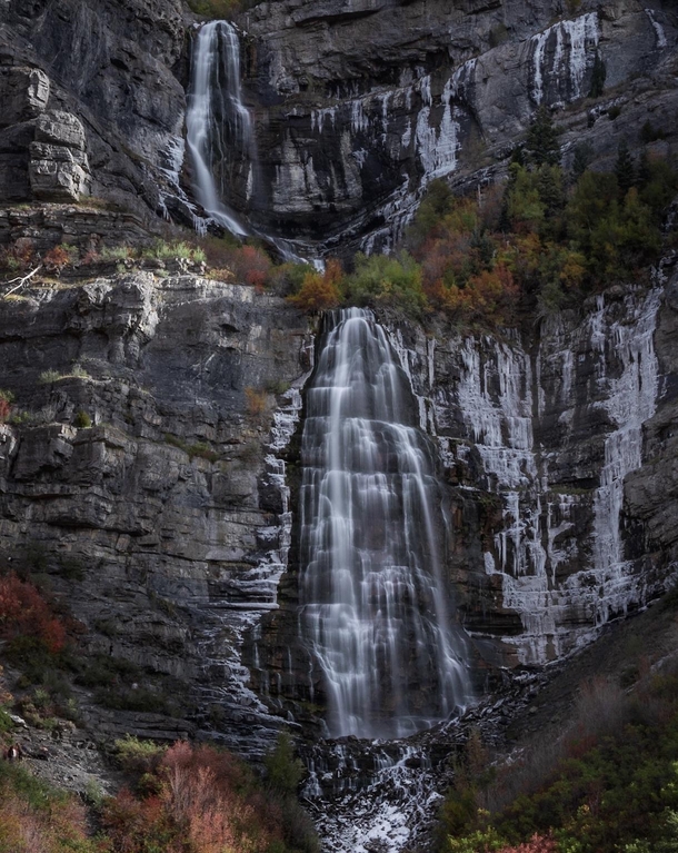 Seasonal transition Bridal Veil Falls Utah 