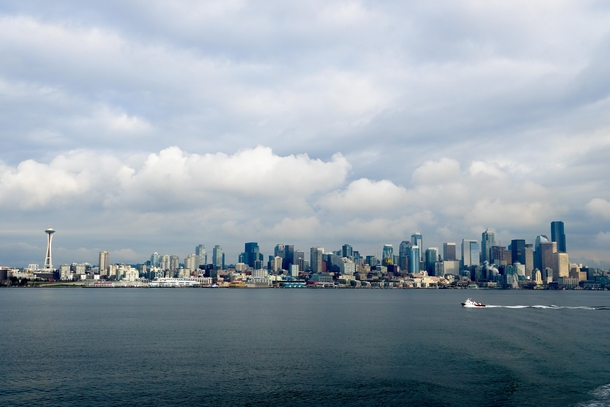Seattle from the ferry on a moody February afternoon 