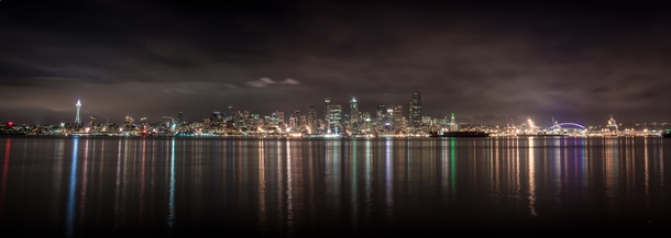 Seattle skyline Christmas night 