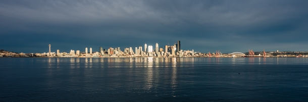 Seattle skyline panorama with reflections 