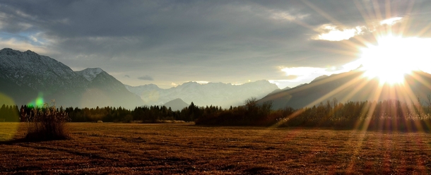 Self made Southern Bavaria - Sunset View on the Zugspitze 