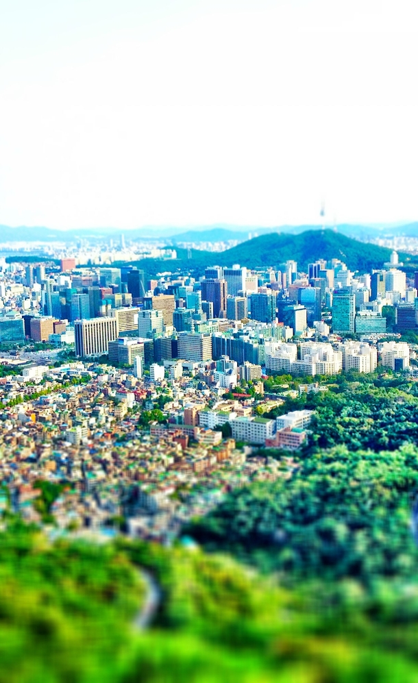 Seoul South Korea Looking south from Bugaksan Tilt-Shift 