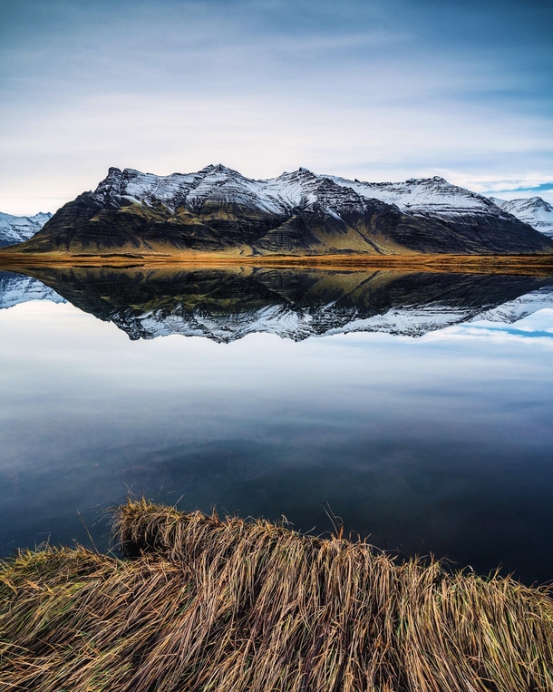 Serene Icelandic reflections at a lake near Hof 