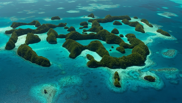 Seventy Islands in Palau from the air 