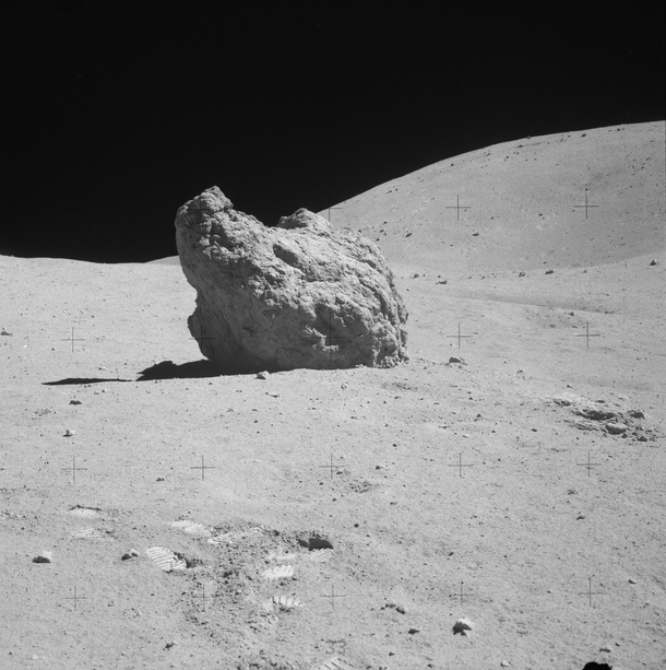 Shadow Rock near North Ray Crater on The Moon  OS