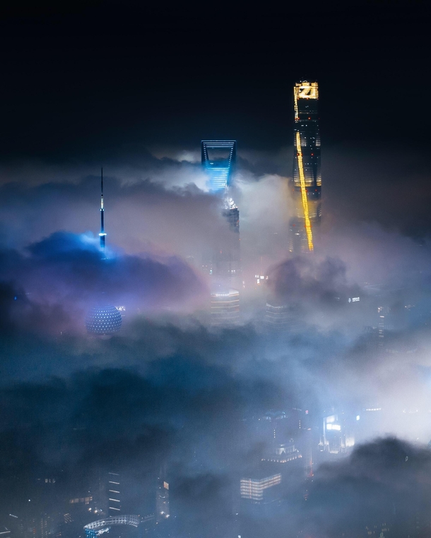 Shanghai in the clouds