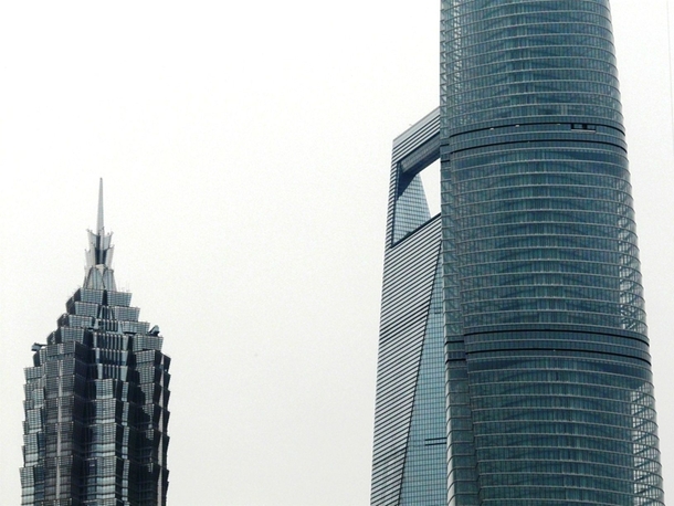 Shanghai L-R JinMao Tower Shanghai World Financial Center Shanghai Tower completion 