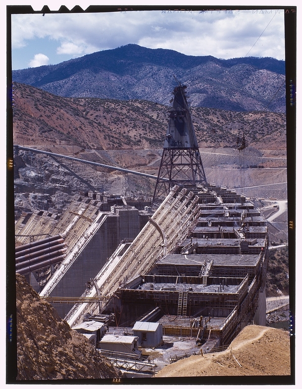 Shasta dam under construction June  by Russell Lee 