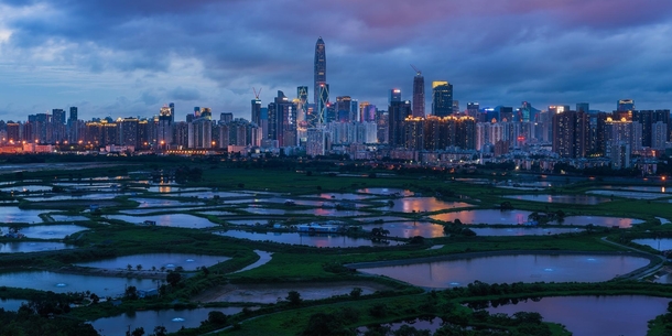 Shenzhen skyline as viewed from Hong Kong border 
