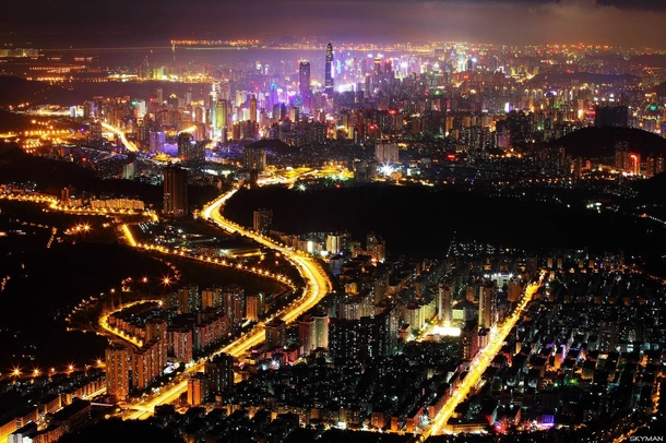 Shenzhen  with Hong Kong deep bay link bridge in background 