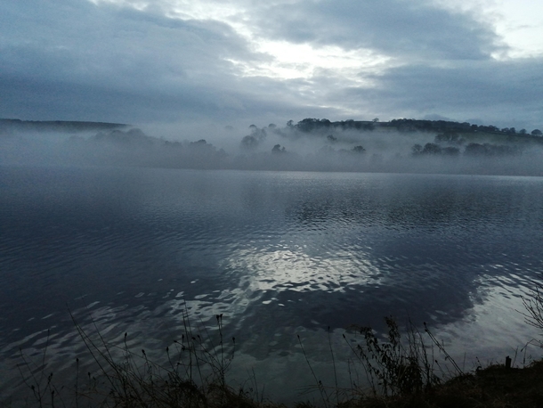 Shimmering Sheffield water shrouded in the mist 