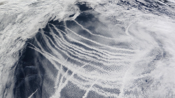 Ship tracks in the Northern Pacific visible from space 