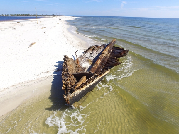 Shipwreck from  uncovered by hurricane Michael 