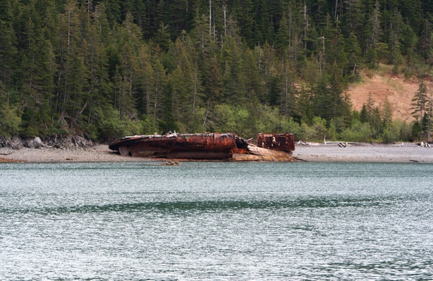 Shipwreck seen between Whittier and Blackstone Glacier Alaska 