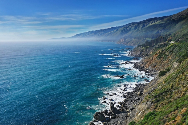 Shoreline along the coast of California near Big Sur 